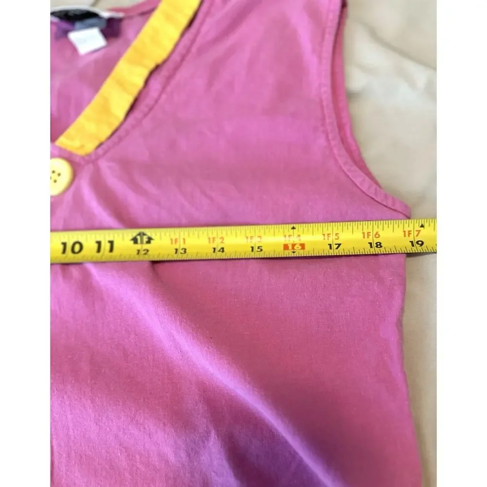 Vtg 80s Pbj Sport Pink Sleeveless Pink Crop Top With Button Accent Cotton Size 7